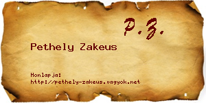 Pethely Zakeus névjegykártya